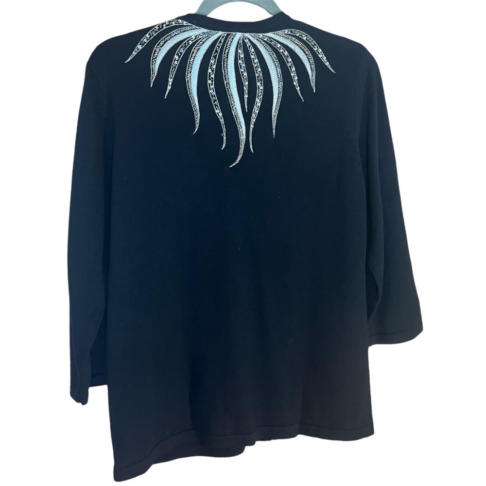 Bob Mackie Wearable Art Beaded 3/4 Length Black Cardigan Size Médium